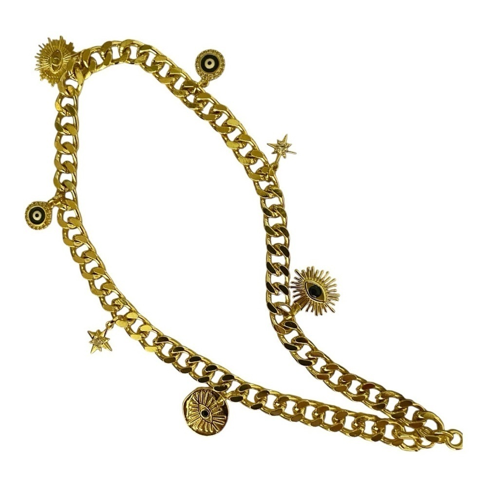Phone Candy Los Angeles Phone Charm, Gold Wristlet Chain, 7 Gold-Tone Charms. - Picture 5 of 7